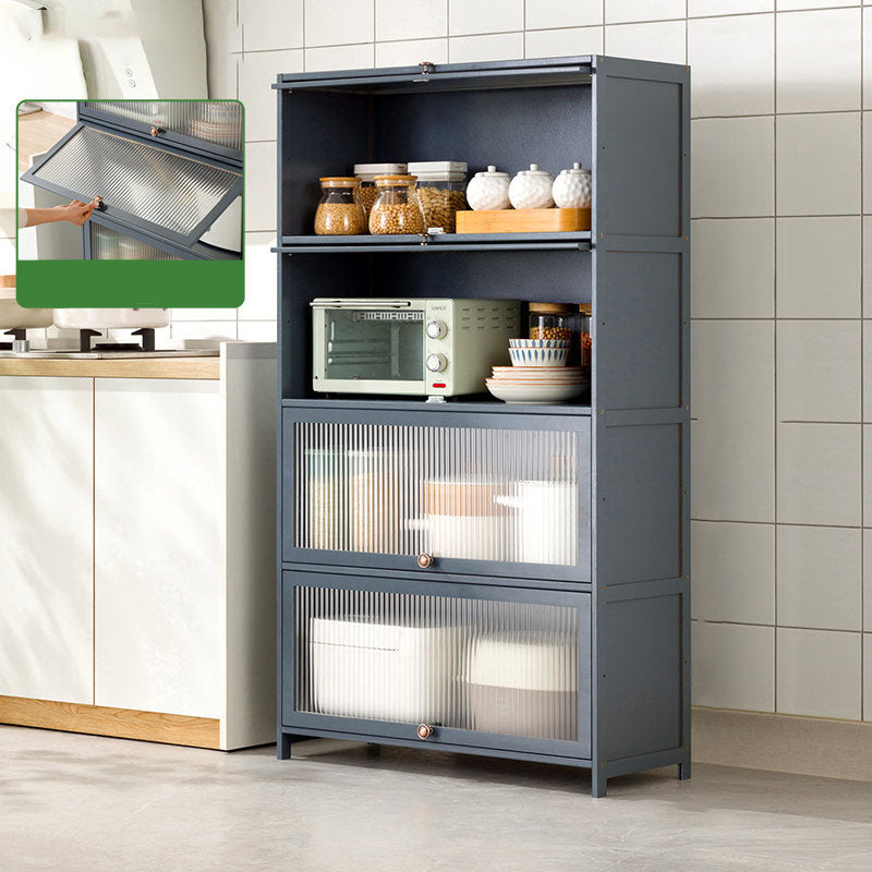 Puertas de vidrio gris Servidor de comedor Servidor de bambú contemporáneo para cocina