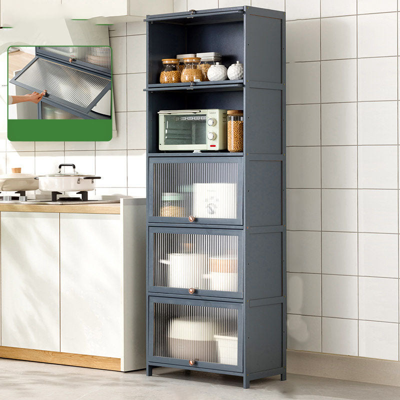 Puertas de vidrio gris Servidor de comedor Servidor de bambú contemporáneo para cocina