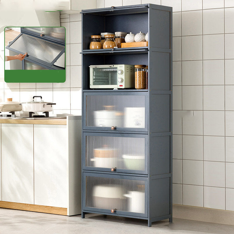 Puertas de vidrio gris Servidor de comedor Servidor de bambú contemporáneo para cocina