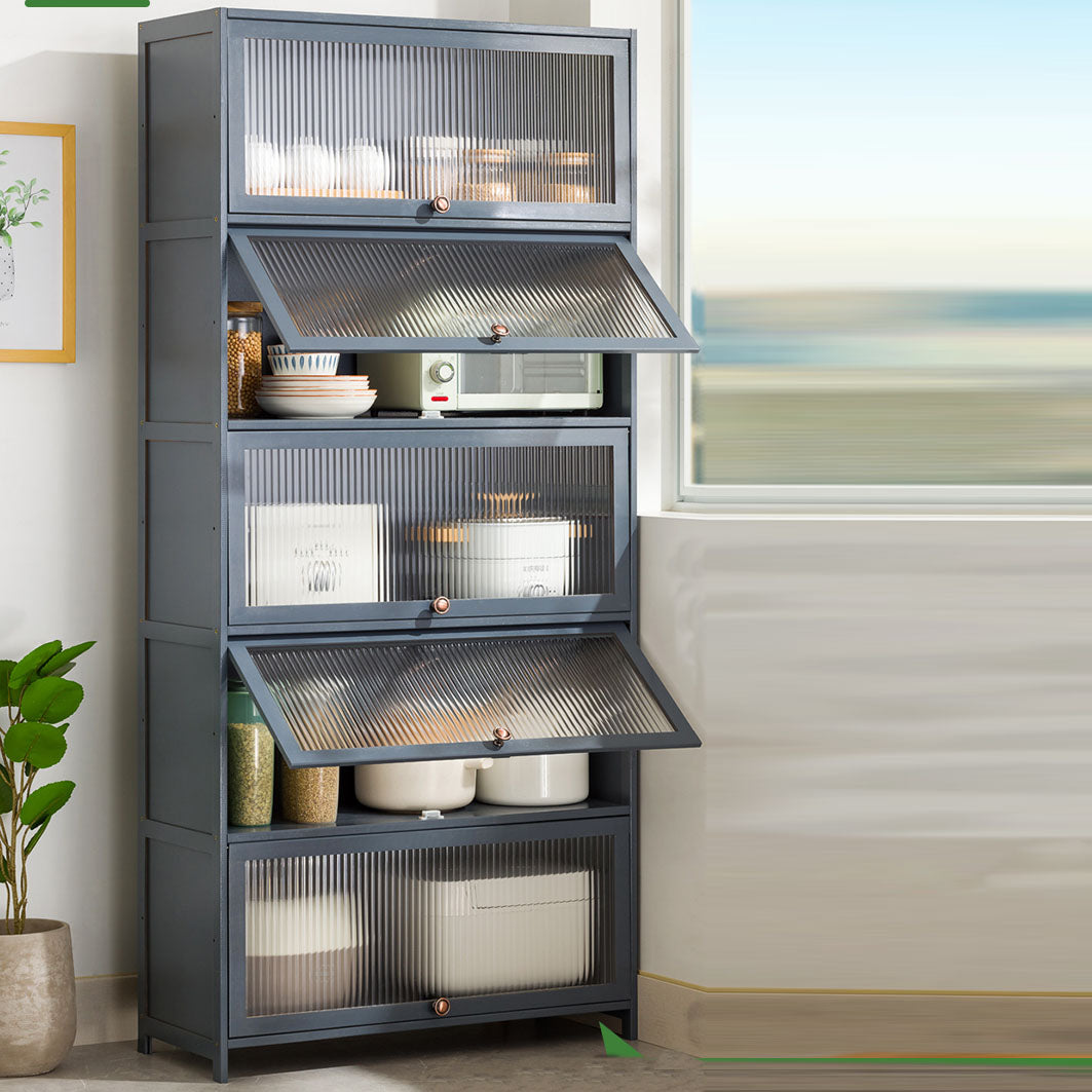 Puertas de vidrio gris Servidor de comedor Servidor de bambú contemporáneo para cocina