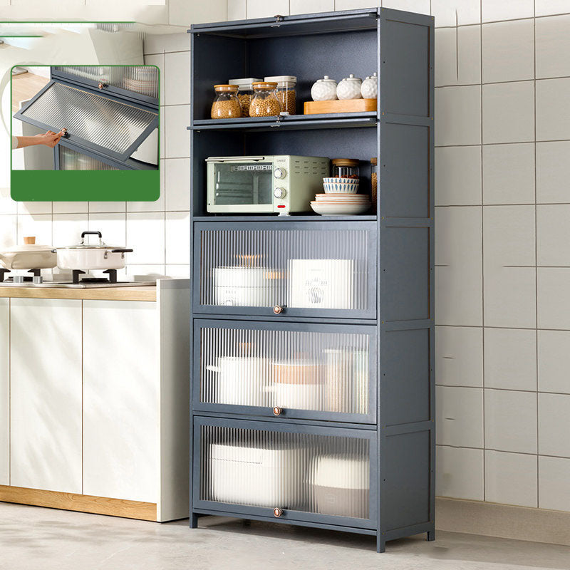 Puertas de vidrio gris Servidor de comedor Servidor de bambú contemporáneo para cocina