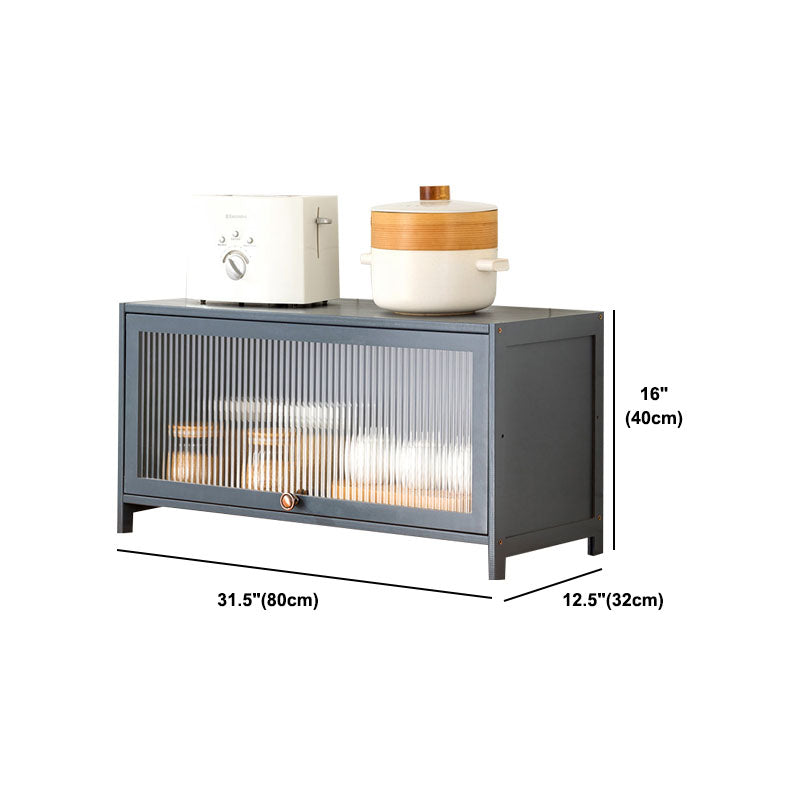 Puertas de vidrio gris Servidor de comedor Servidor de bambú contemporáneo para cocina