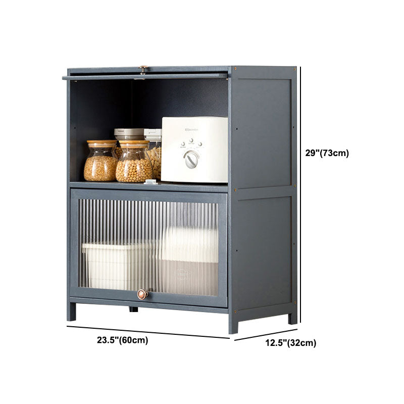 Puertas de vidrio gris Servidor de comedor Servidor de bambú contemporáneo para cocina