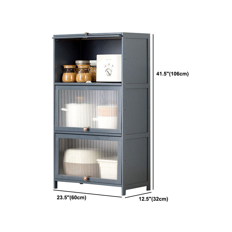 Puertas de vidrio gris Servidor de comedor Servidor de bambú contemporáneo para cocina