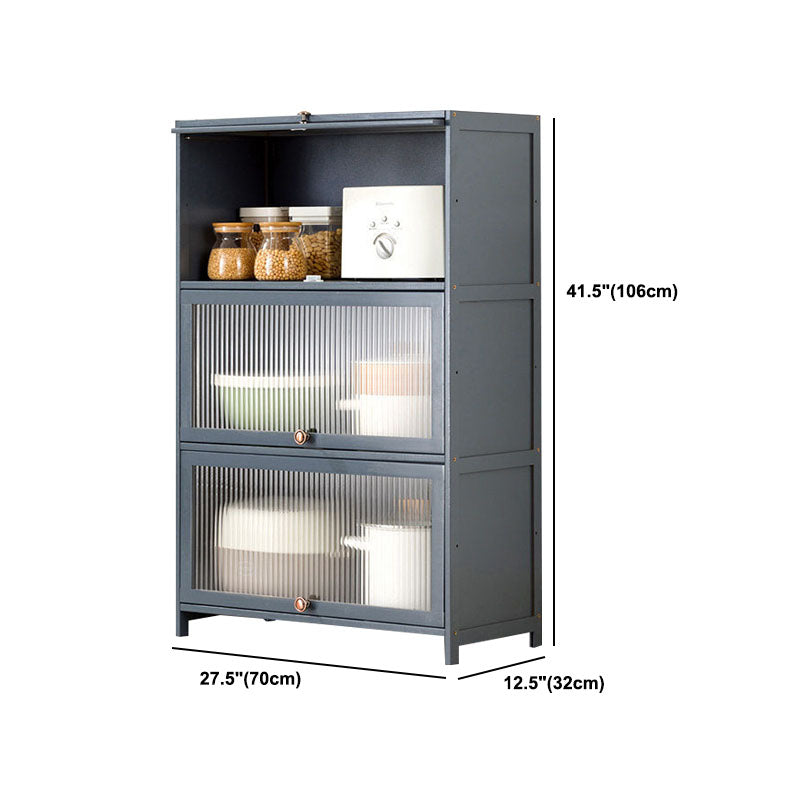 Puertas de vidrio gris Servidor de comedor Servidor de bambú contemporáneo para cocina