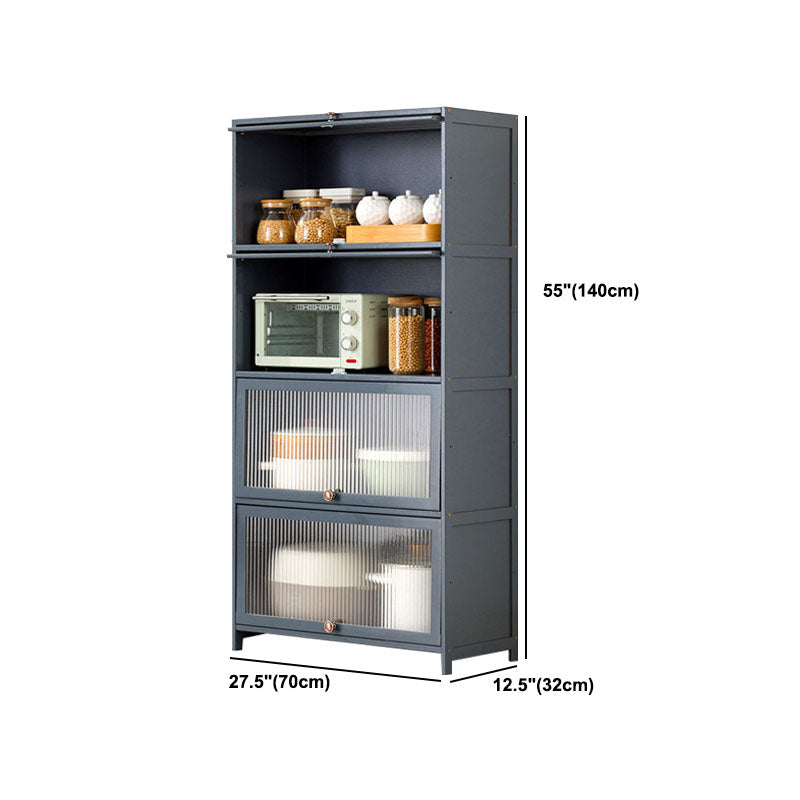 Puertas de vidrio gris Servidor de comedor Servidor de bambú contemporáneo para cocina