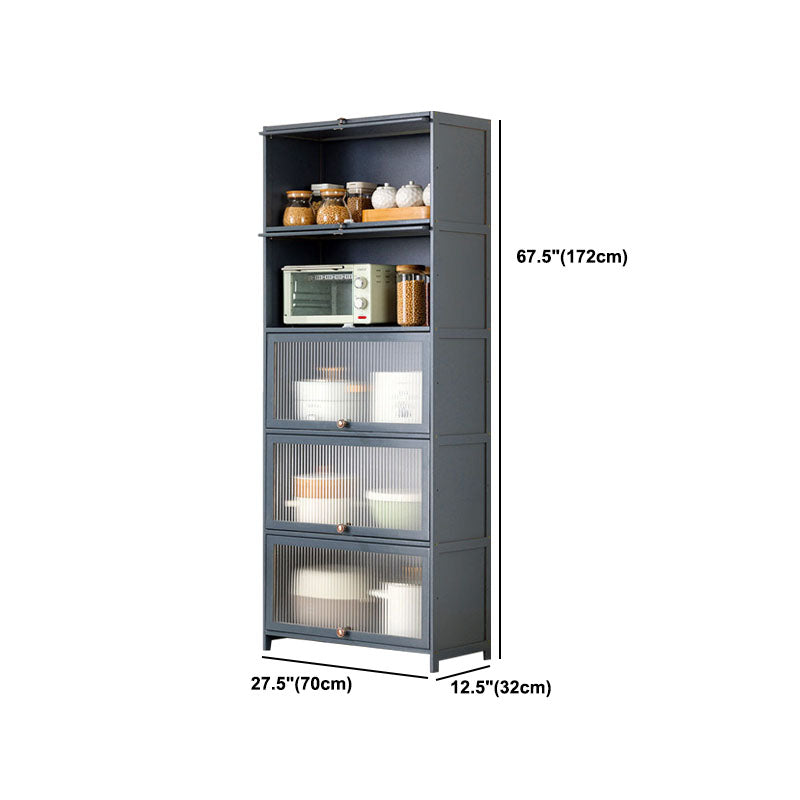 Puertas de vidrio gris Servidor de comedor Servidor de bambú contemporáneo para cocina