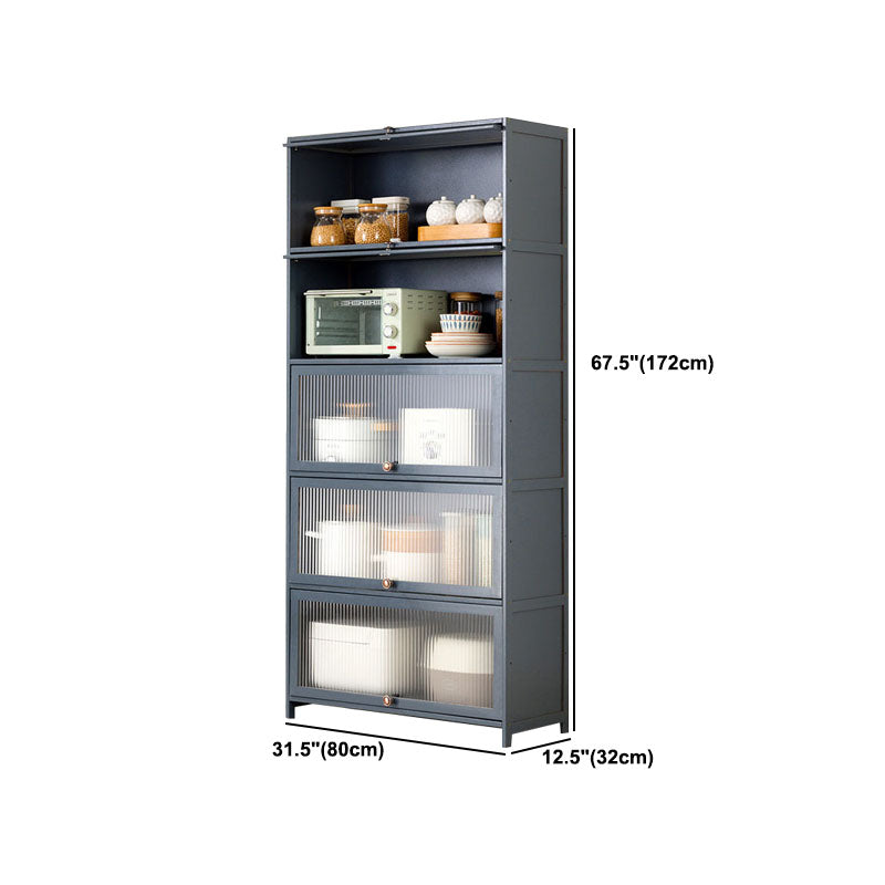 Puertas de vidrio gris Servidor de comedor Servidor de bambú contemporáneo para cocina