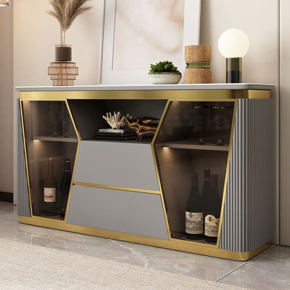 2-Door Dining Buffet Glam Buffet Sideboard with Drawers for Kitchen Grey Clearhalo 'buffet_sideboard' 'Buffets & Sideboards' 'furn' 'furn_buffet_sideboard' 'Furniture' 'Kitchen & Dining Furniture' 5960390