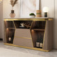 2-Door Dining Buffet Glam Buffet Sideboard with Drawers for Kitchen Khaki Clearhalo 'buffet_sideboard' 'Buffets & Sideboards' 'furn' 'furn_buffet_sideboard' 'Furniture' 'Kitchen & Dining Furniture' 5960391