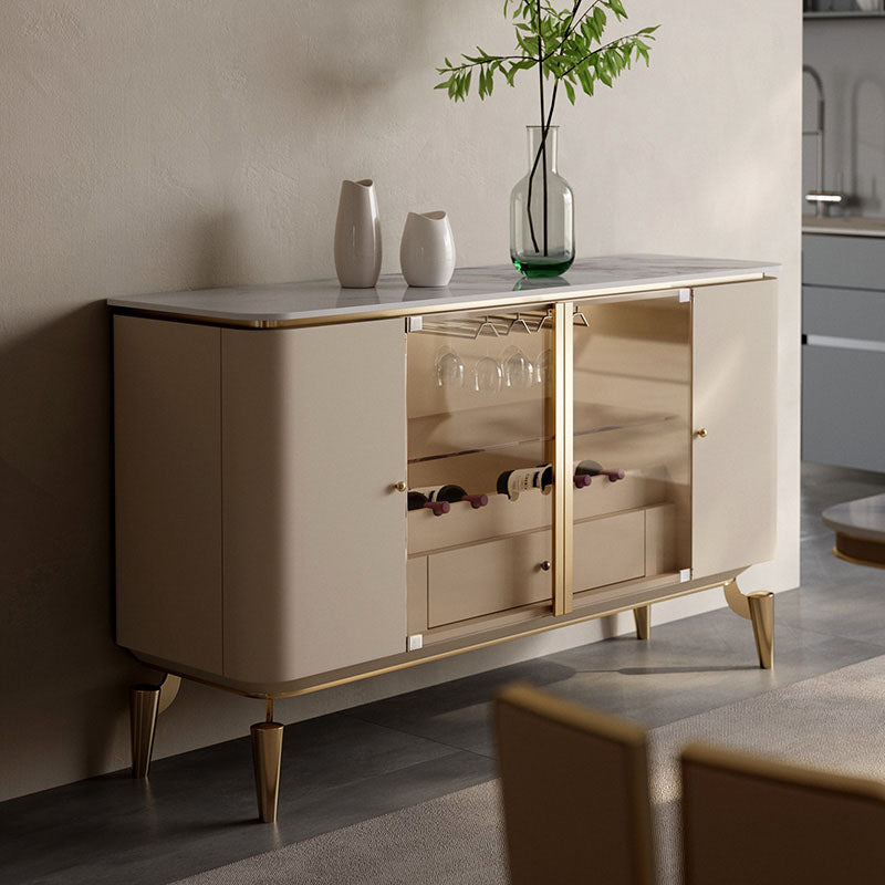 Sideboard a buffet in pietra e legno con supporto a buffet glam del cassetto