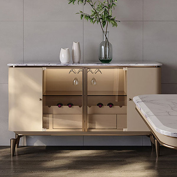 Sideboard a buffet in pietra e legno con supporto a buffet glam del cassetto