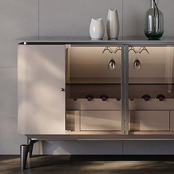 Sideboard a buffet in pietra e legno con supporto a buffet glam del cassetto