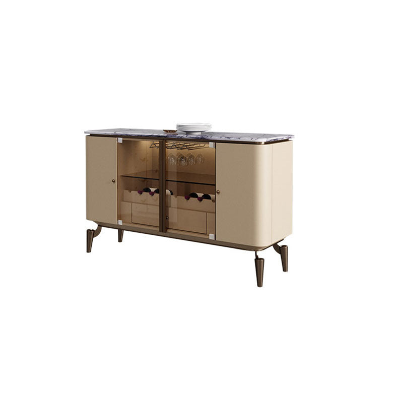Sideboard a buffet in pietra e legno con supporto a buffet glam del cassetto