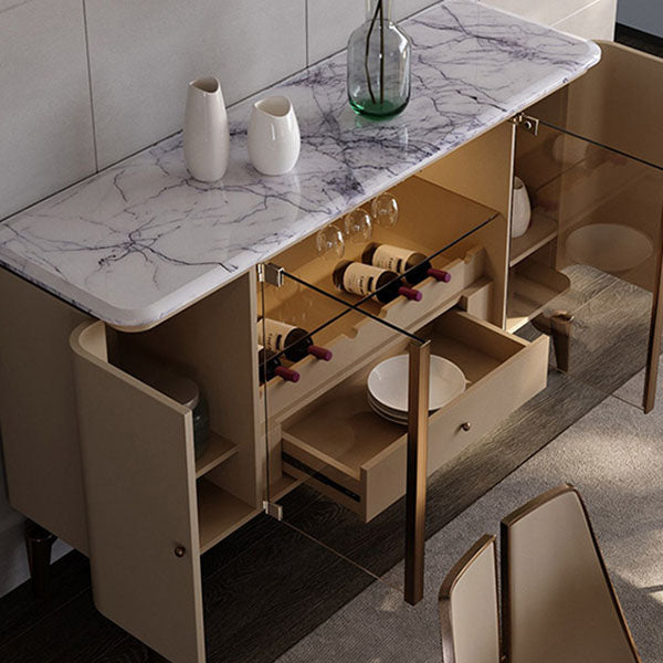 Sideboard a buffet in pietra e legno con supporto a buffet glam del cassetto