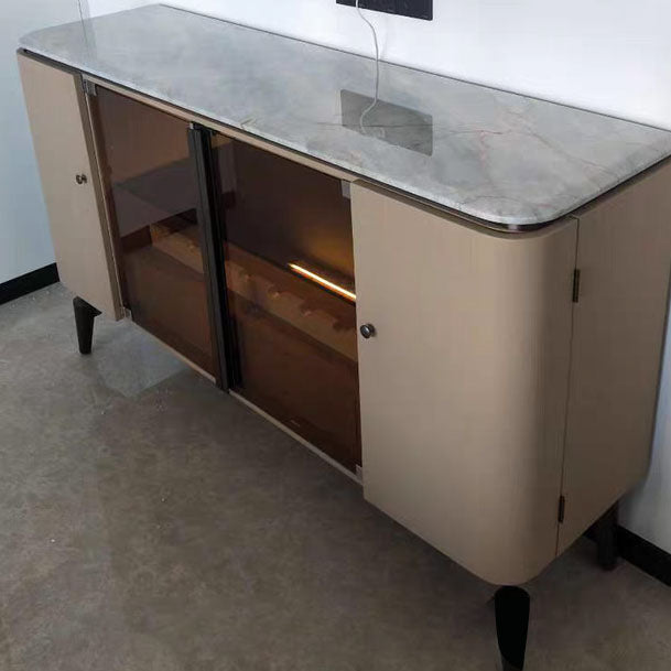 Sideboard a buffet in pietra e legno con supporto a buffet glam del cassetto