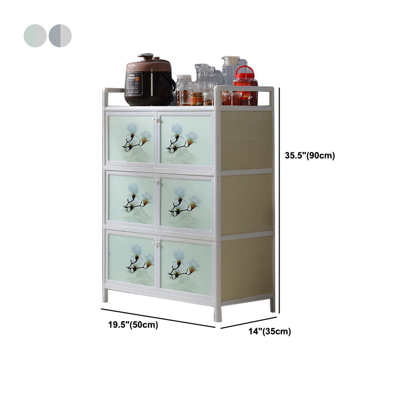 Aparador de metal con puertas de vidrio Servidor de comedor moderno para el hogar