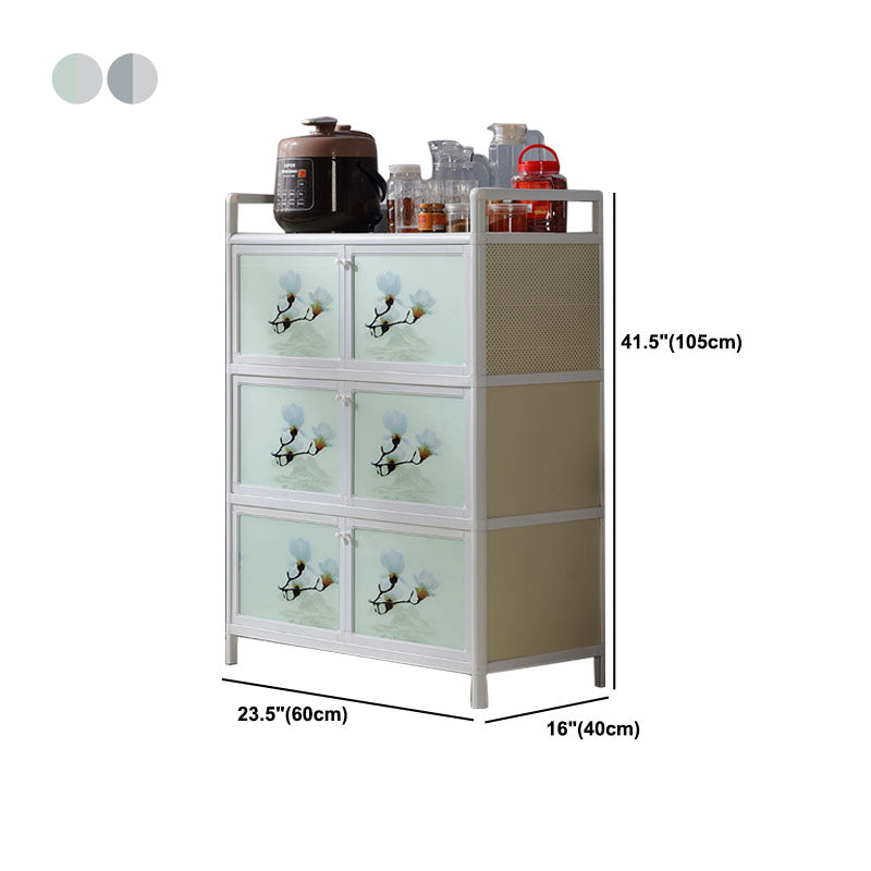 Aparador de metal con puertas de vidrio Servidor de comedor moderno para el hogar