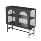 Contemporary Glass Doors Storage Sideboard Metal 2-Door Sideboard Black Clearhalo 'buffet_sideboard' 'Buffets & Sideboards' 'furn' 'furn_buffet_sideboard' 'Furniture' 'Kitchen & Dining Furniture' 5960526