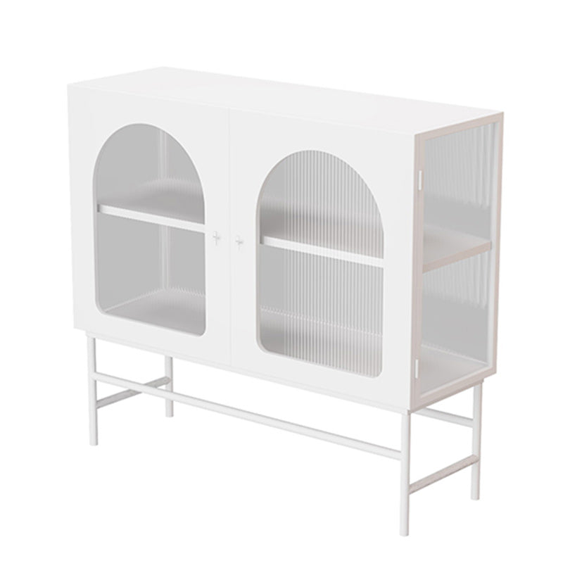 Contemporary Glass Doors Storage Sideboard Metal 2-Door Sideboard White Clearhalo 'buffet_sideboard' 'Buffets & Sideboards' 'furn' 'furn_buffet_sideboard' 'Furniture' 'Kitchen & Dining Furniture' 5960527
