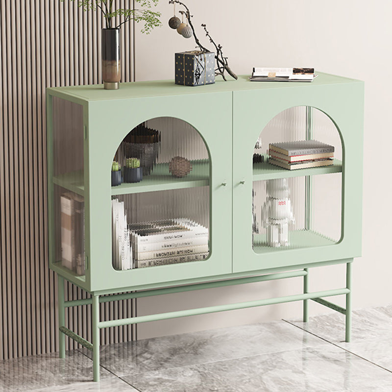 Contemporary Glass Doors Storage Sideboard Metal 2-Door Sideboard Clearhalo 'buffet_sideboard' 'Buffets & Sideboards' 'furn' 'furn_buffet_sideboard' 'Furniture' 'Kitchen & Dining Furniture' 5960530