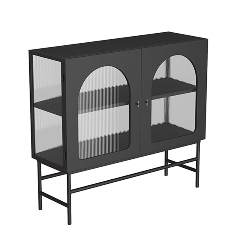 Contemporary Glass Doors Storage Sideboard Metal 2-Door Sideboard Clearhalo 'buffet_sideboard' 'Buffets & Sideboards' 'furn' 'furn_buffet_sideboard' 'Furniture' 'Kitchen & Dining Furniture' 5960533