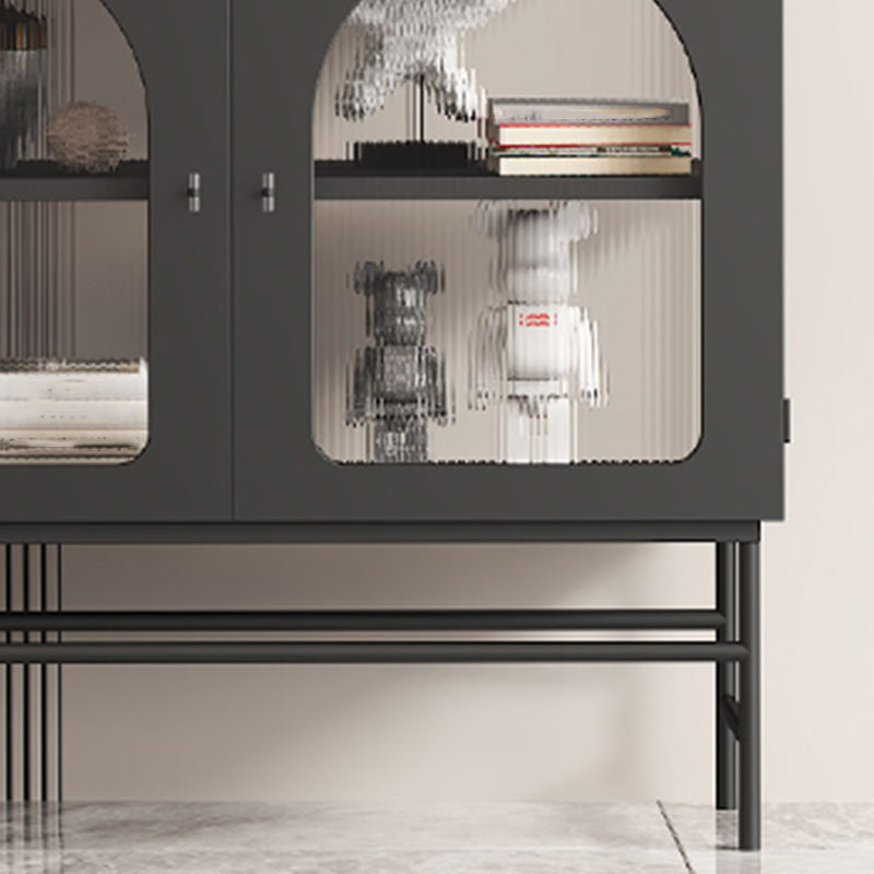 Contemporary Glass Doors Storage Sideboard Metal 2-Door Sideboard Clearhalo 'buffet_sideboard' 'Buffets & Sideboards' 'furn' 'furn_buffet_sideboard' 'Furniture' 'Kitchen & Dining Furniture' 5960534