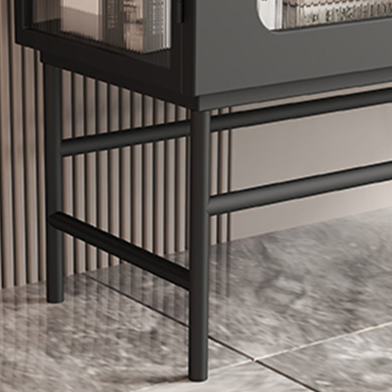 Contemporary Glass Doors Storage Sideboard Metal 2-Door Sideboard Clearhalo 'buffet_sideboard' 'Buffets & Sideboards' 'furn' 'furn_buffet_sideboard' 'Furniture' 'Kitchen & Dining Furniture' 5960537