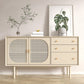 Beige Contemporary Dining Buffet Kitchen Sideboard with Cabinets Clearhalo 'buffet_sideboard' 'Buffets & Sideboards' 'furn' 'furn_buffet_sideboard' 'Furniture' 'Kitchen & Dining Furniture' 5960574
