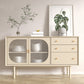 Beige Contemporary Dining Buffet Kitchen Sideboard with Cabinets Clearhalo 'buffet_sideboard' 'Buffets & Sideboards' 'furn' 'furn_buffet_sideboard' 'Furniture' 'Kitchen & Dining Furniture' 5960575