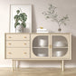Beige Contemporary Dining Buffet Kitchen Sideboard with Cabinets Glass Clearhalo 'buffet_sideboard' 'Buffets & Sideboards' 'furn' 'furn_buffet_sideboard' 'Furniture' 'Kitchen & Dining Furniture' 5960577