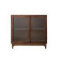 Pine Solid Wood Sideboard Contemporary Sliding Door Dining Server 39"L x 16"W x 37"H Dark Walnut Clearhalo 'buffet_sideboard' 'Buffets & Sideboards' 'furn' 'furn_buffet_sideboard' 'Furniture' 'Kitchen & Dining Furniture' 5960630