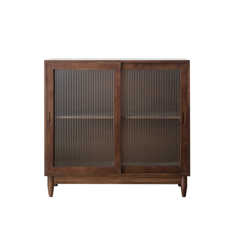 Pine Solid Wood Sideboard Contemporary Sliding Door Dining Server 39"L x 16"W x 37"H Dark Walnut Clearhalo 'buffet_sideboard' 'Buffets & Sideboards' 'furn' 'furn_buffet_sideboard' 'Furniture' 'Kitchen & Dining Furniture' 5960630