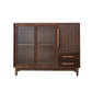 Pine Solid Wood Sideboard Contemporary Sliding Door Dining Server 47"L x 16"W x 37"H Dark Walnut Clearhalo 'buffet_sideboard' 'Buffets & Sideboards' 'furn' 'furn_buffet_sideboard' 'Furniture' 'Kitchen & Dining Furniture' 5960632