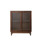 Pine Solid Wood Sideboard Contemporary Sliding Door Dining Server 31"L x 16"W x 37"H Dark Walnut Clearhalo 'buffet_sideboard' 'Buffets & Sideboards' 'furn' 'furn_buffet_sideboard' 'Furniture' 'Kitchen & Dining Furniture' 5960634