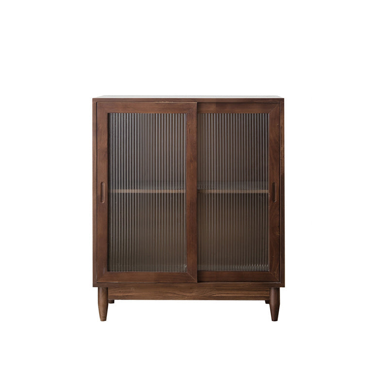 Pine Solid Wood Sideboard Contemporary Sliding Door Dining Server 31"L x 16"W x 37"H Dark Walnut Clearhalo 'buffet_sideboard' 'Buffets & Sideboards' 'furn' 'furn_buffet_sideboard' 'Furniture' 'Kitchen & Dining Furniture' 5960634