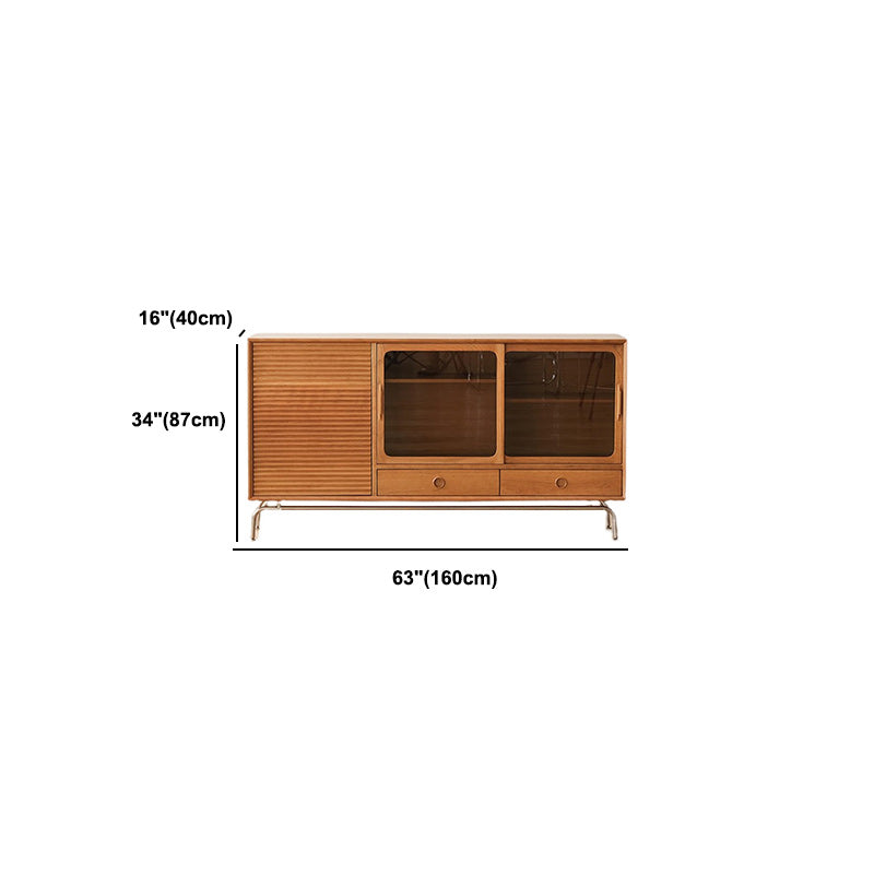 Brown Pine Wood Sideboard Modern Kitchen Dining Buffet with Doors and Drawers Clearhalo 'buffet_sideboard' 'Buffets & Sideboards' 'furn' 'furn_buffet_sideboard' 'Furniture' 'Kitchen & Dining Furniture' 5960666