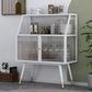 Matte Finish Glass Dining Buffet Modern Indoor Sideboard with Cabinets Clearhalo 'buffet_sideboard' 'Buffets & Sideboards' 'furn' 'furn_buffet_sideboard' 'Furniture' 'Kitchen & Dining Furniture' 5960716