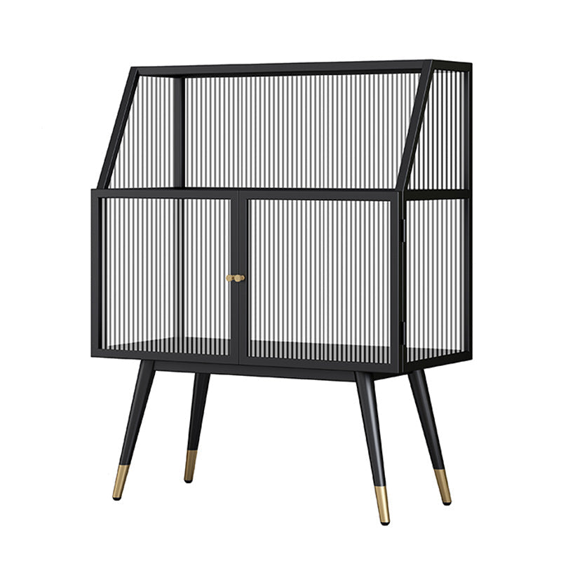 Matte Finish Glass Dining Buffet Modern Indoor Sideboard with Cabinets Black Clearhalo 'buffet_sideboard' 'Buffets & Sideboards' 'furn' 'furn_buffet_sideboard' 'Furniture' 'Kitchen & Dining Furniture' 5960719