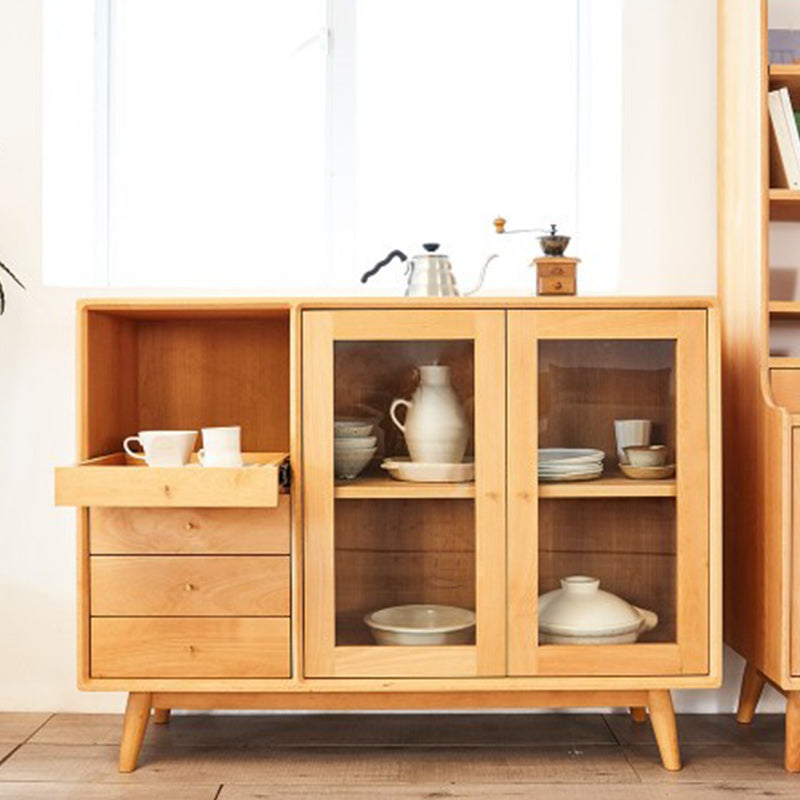 Hedendaagse massief houten zijde bord glazen deuren zijbord met laden