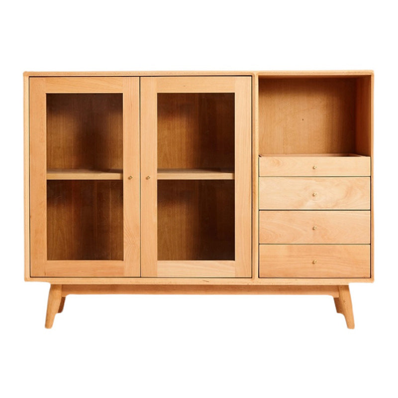 Hedendaagse massief houten zijde bord glazen deuren zijbord met laden