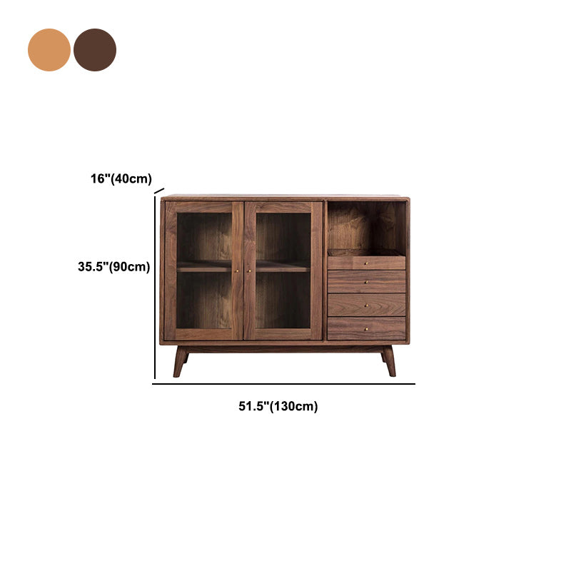 Hedendaagse massief houten zijde bord glazen deuren zijbord met laden