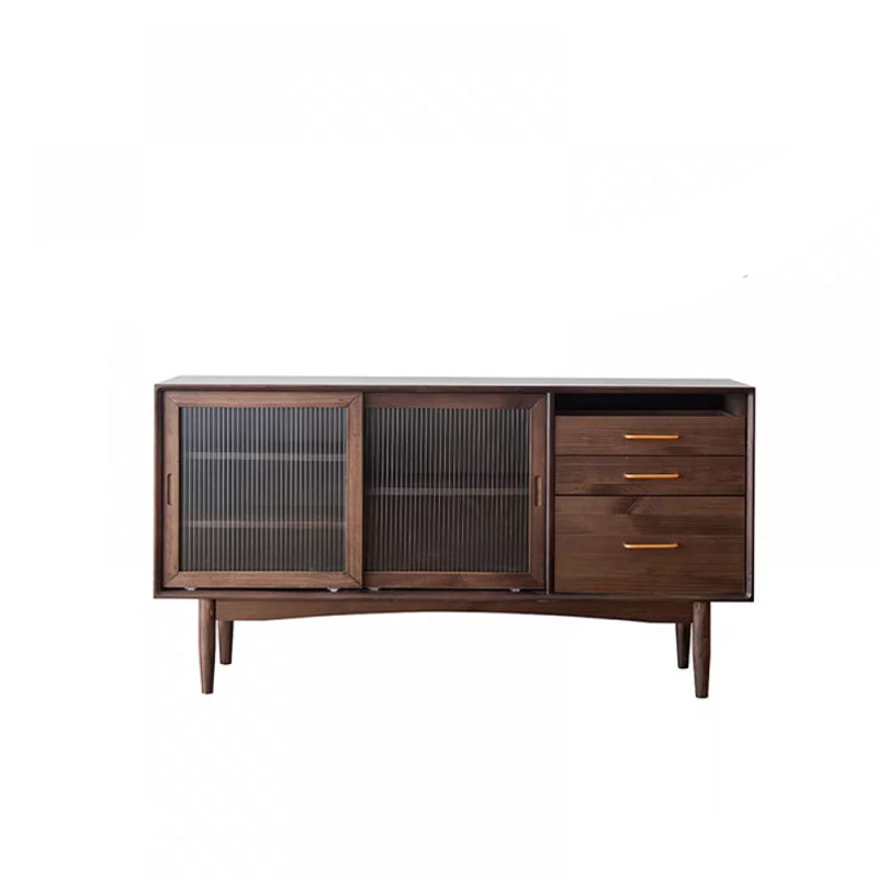Sideboard di porta scorrevole in legno massiccio contemporaneo con 3 cassetti