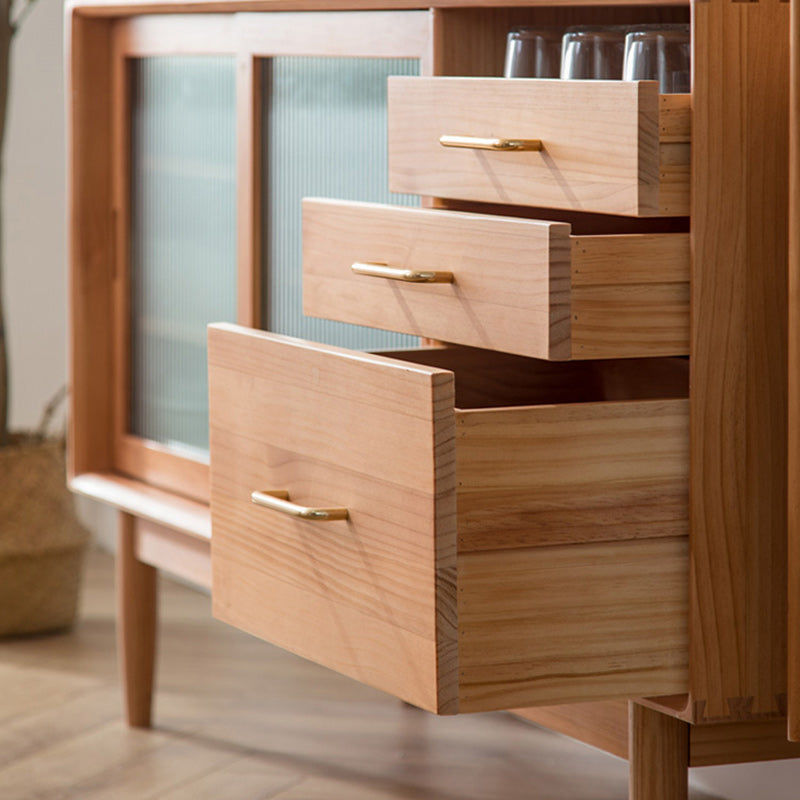 Sideboard di porta scorrevole in legno massiccio contemporaneo con 3 cassetti