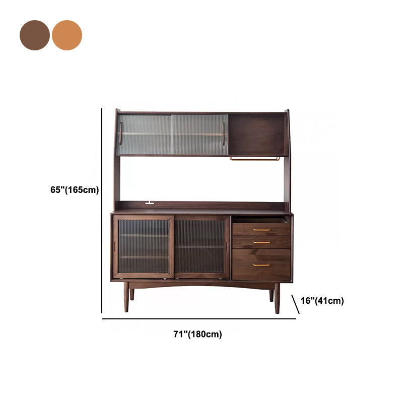 Sideboard di porta scorrevole in legno massiccio contemporaneo con 3 cassetti
