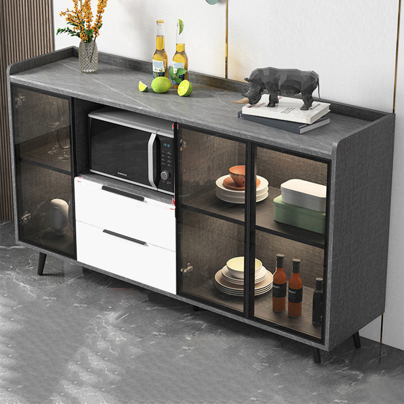 Sideboard di vetro in pietra moderna Sidebore di vetro con 2-cassetti