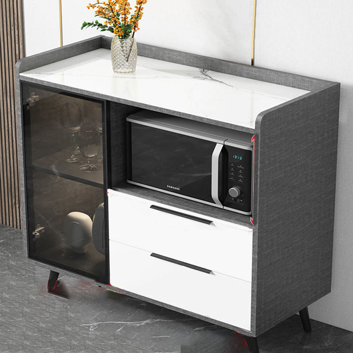 Sideboard di vetro in pietra moderna Sidebore di vetro con 2-cassetti