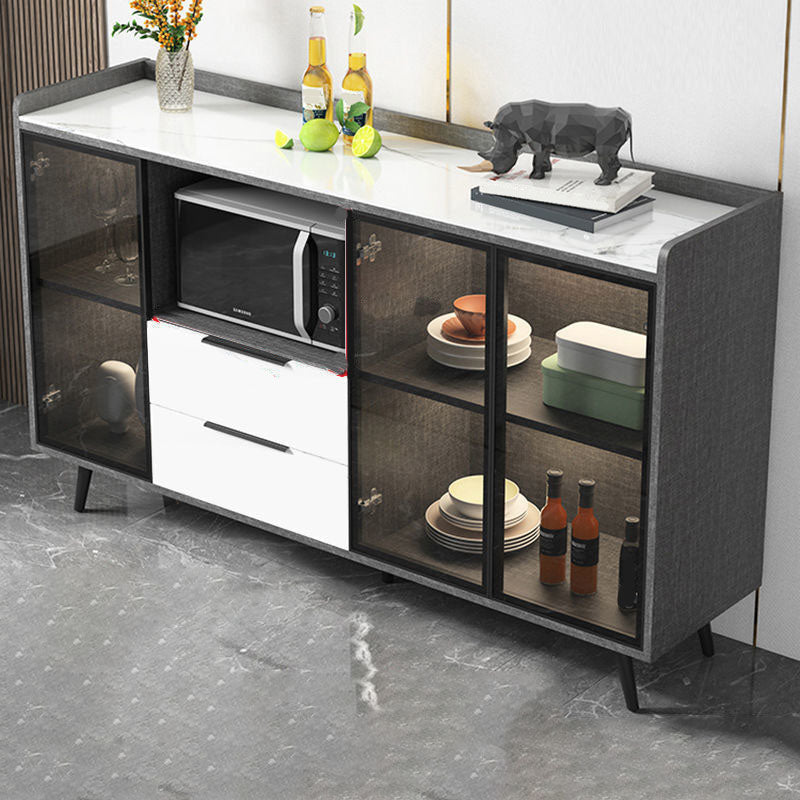 Sideboard di vetro in pietra moderna Sidebore di vetro con 2-cassetti