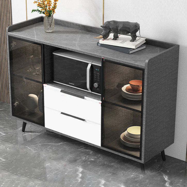Sideboard di vetro in pietra moderna Sidebore di vetro con 2-cassetti
