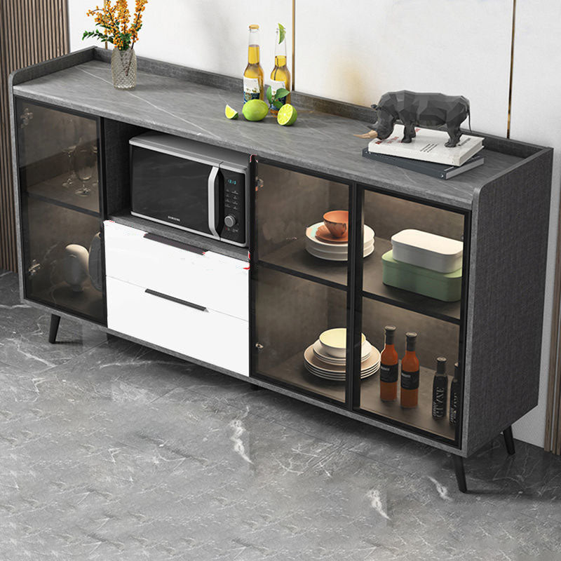 Sideboard di vetro in pietra moderna Sidebore di vetro con 2-cassetti
